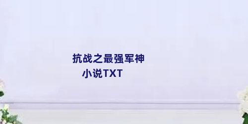 抗战之最强军神 小说TXT